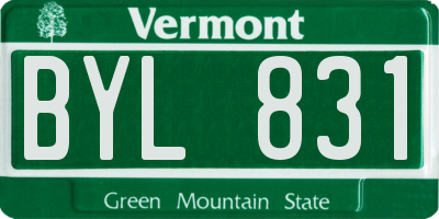 VT license plate BYL831