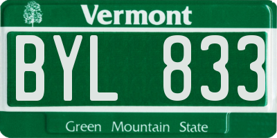 VT license plate BYL833