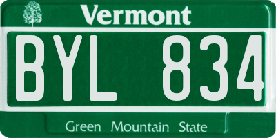 VT license plate BYL834