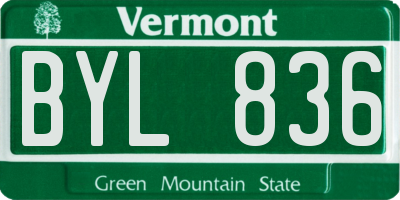 VT license plate BYL836