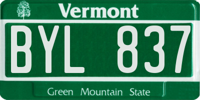 VT license plate BYL837