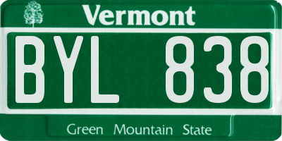 VT license plate BYL838