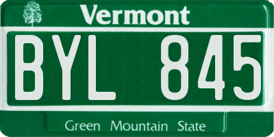 VT license plate BYL845