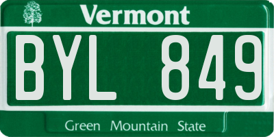 VT license plate BYL849