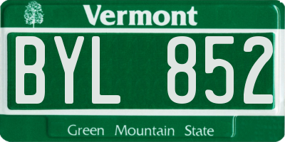 VT license plate BYL852