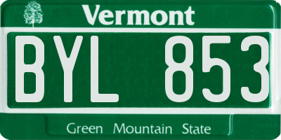 VT license plate BYL853