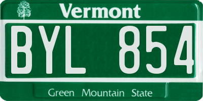 VT license plate BYL854