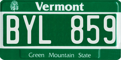 VT license plate BYL859