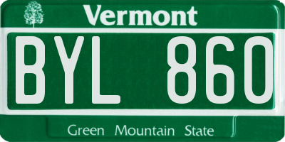 VT license plate BYL860