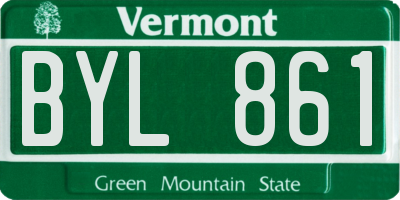 VT license plate BYL861