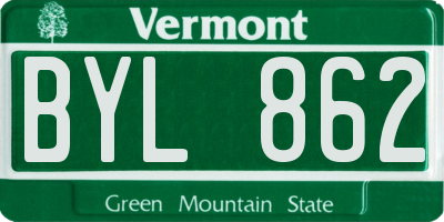 VT license plate BYL862