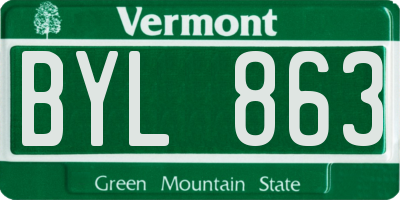 VT license plate BYL863