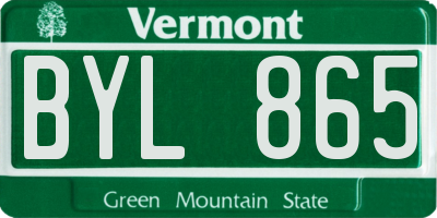 VT license plate BYL865