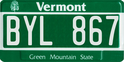 VT license plate BYL867