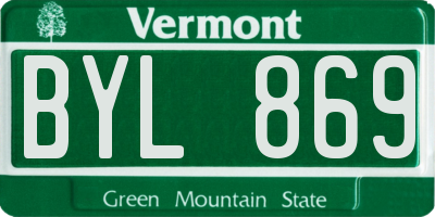 VT license plate BYL869