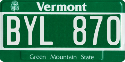 VT license plate BYL870