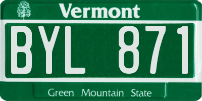 VT license plate BYL871