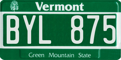 VT license plate BYL875