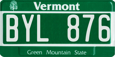 VT license plate BYL876