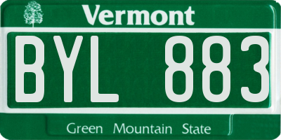 VT license plate BYL883