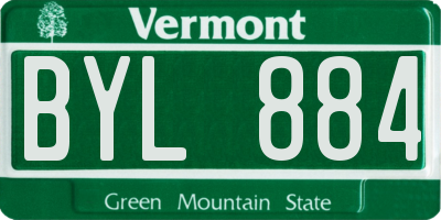 VT license plate BYL884