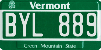 VT license plate BYL889