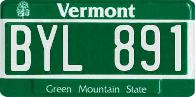 VT license plate BYL891
