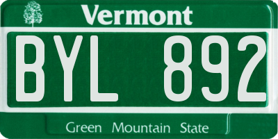 VT license plate BYL892