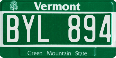 VT license plate BYL894