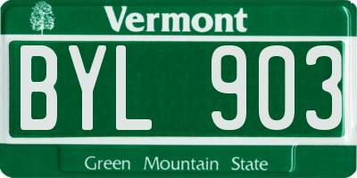 VT license plate BYL903