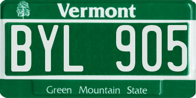 VT license plate BYL905