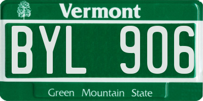 VT license plate BYL906