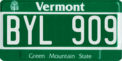 VT license plate BYL909