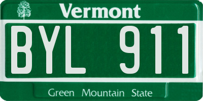 VT license plate BYL911