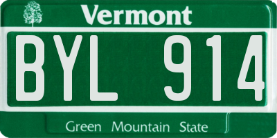 VT license plate BYL914