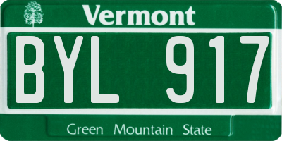 VT license plate BYL917
