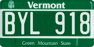 VT license plate BYL918