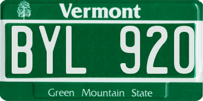 VT license plate BYL920