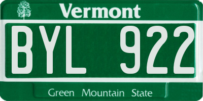 VT license plate BYL922