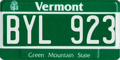 VT license plate BYL923