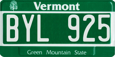 VT license plate BYL925