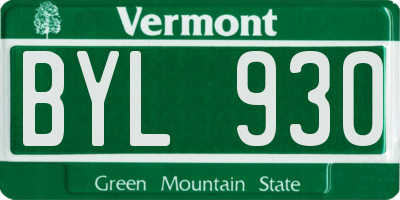 VT license plate BYL930