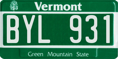 VT license plate BYL931