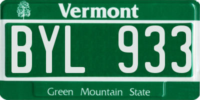 VT license plate BYL933