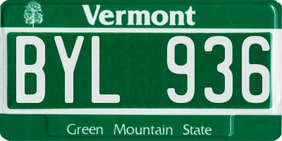 VT license plate BYL936