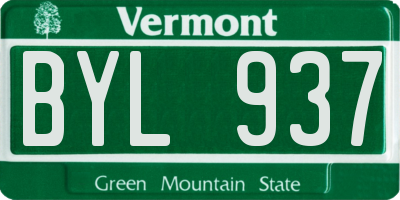 VT license plate BYL937