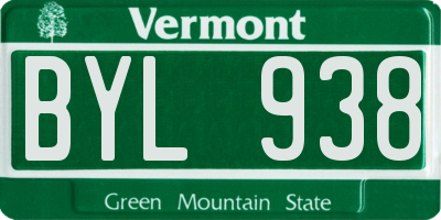 VT license plate BYL938