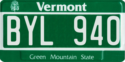 VT license plate BYL940