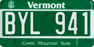 VT license plate BYL941