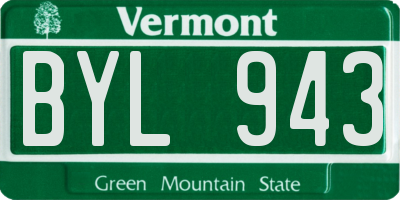 VT license plate BYL943